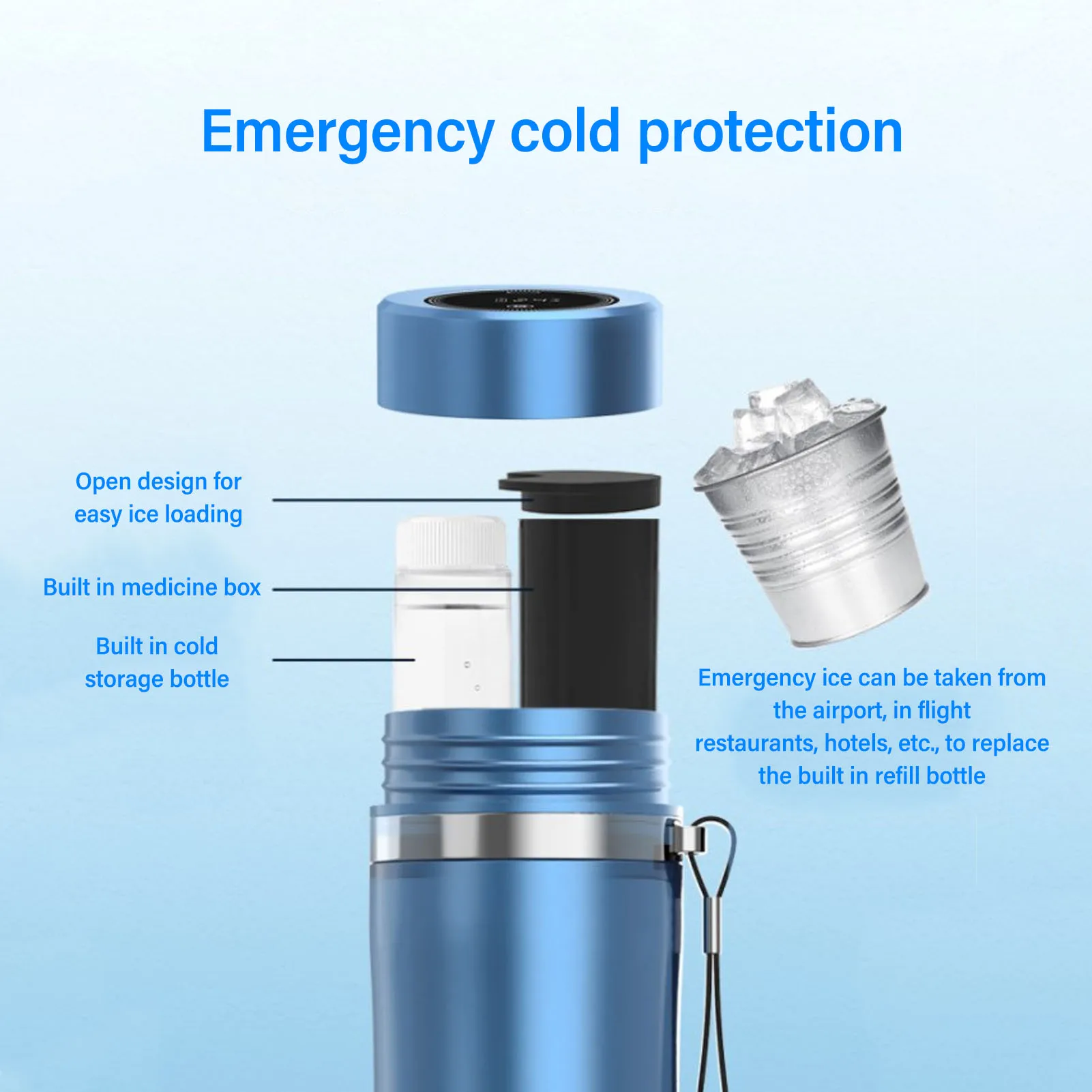 700ml Insulin Bottle Cooler, 60W Insulin Cooler Travel Bottle Medicine Carry Case Mini Portable Cooling with Hard Shell