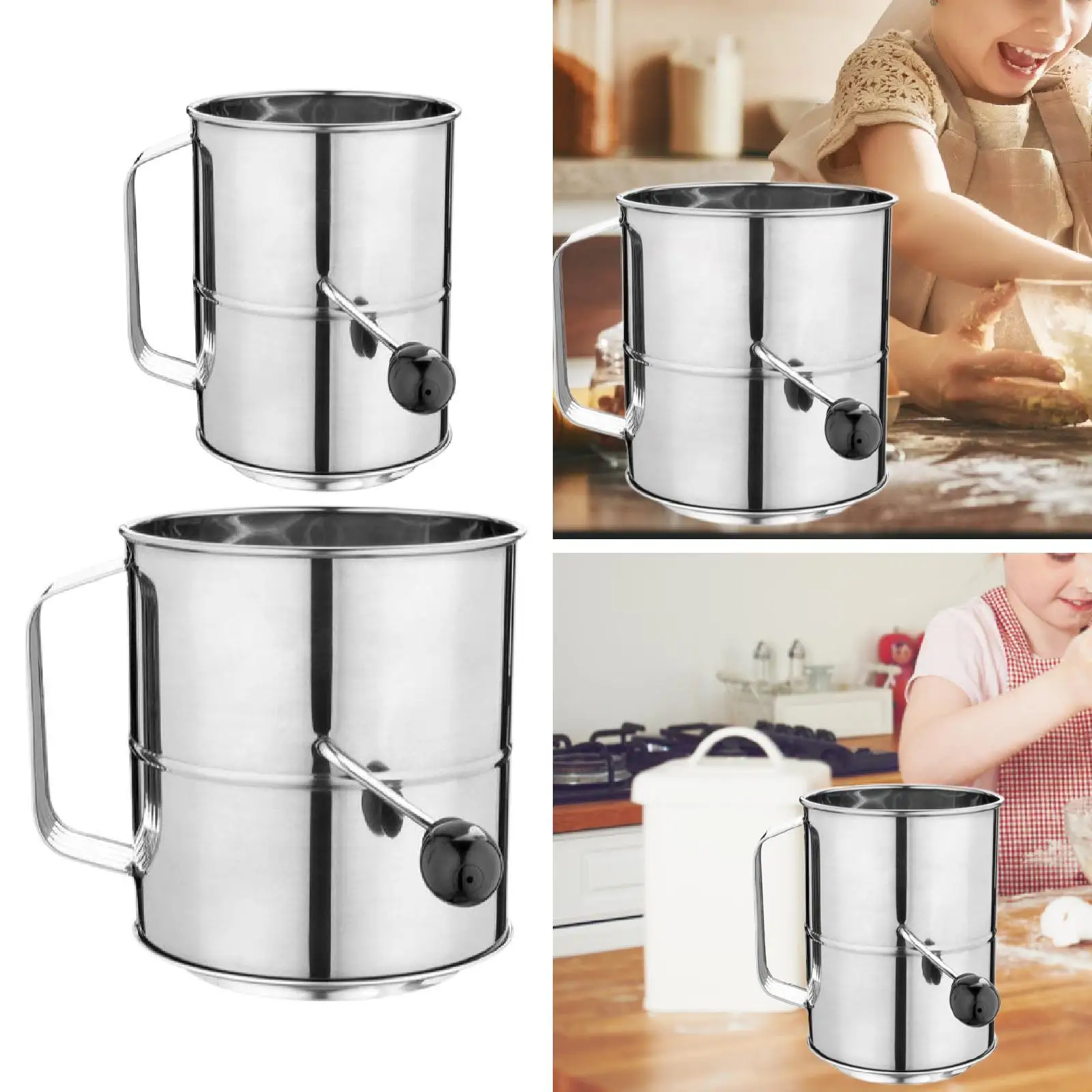 

Flour Sifter for Baking Powdered Sugar Duster Stainless Steel for Cakes Pies