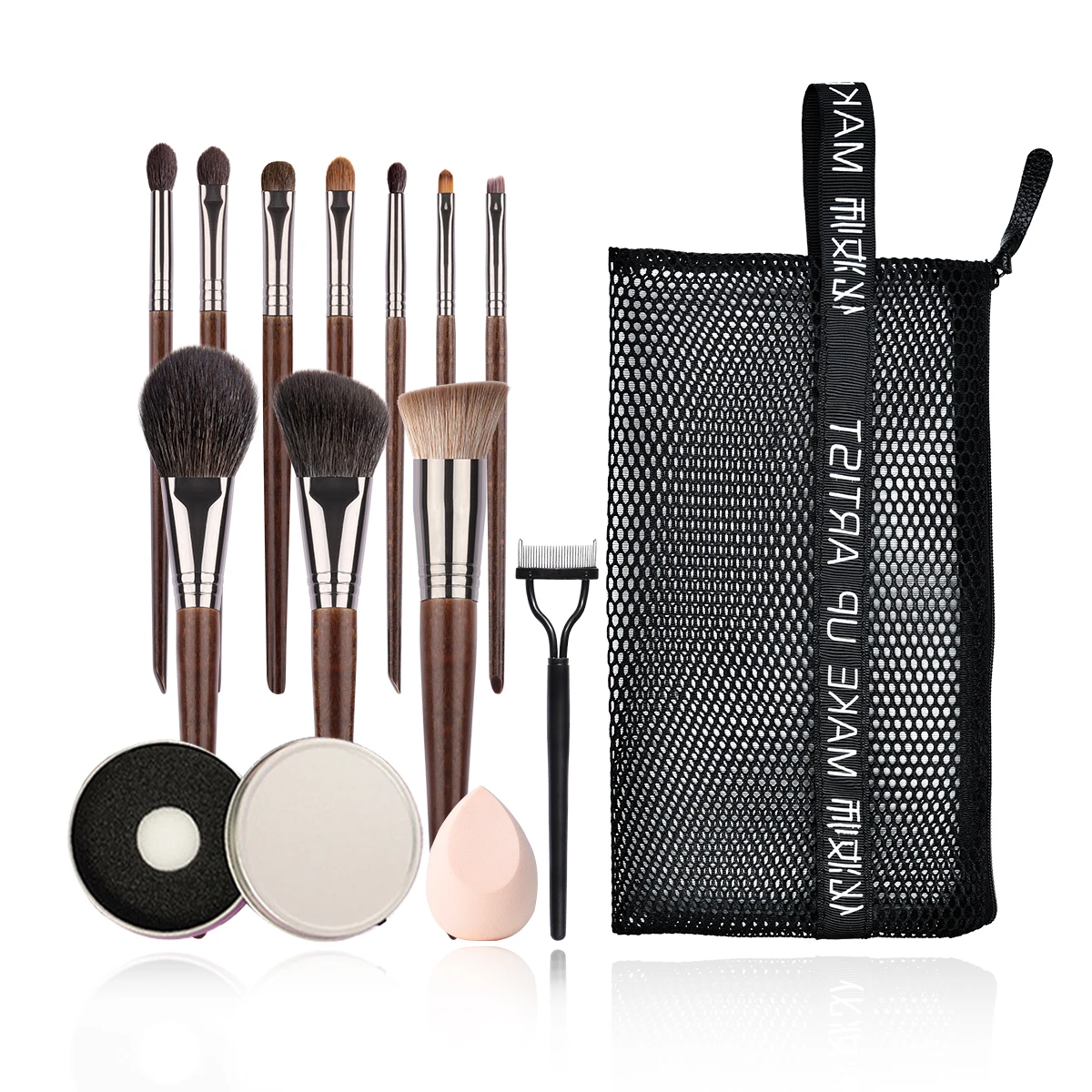 OVW 10 stücke Make-Up Pinsel mit Tasche Lidschatten Eyeliner Wimpern Rouge Pulver Fopundation Lip Stirn Pinsel Set