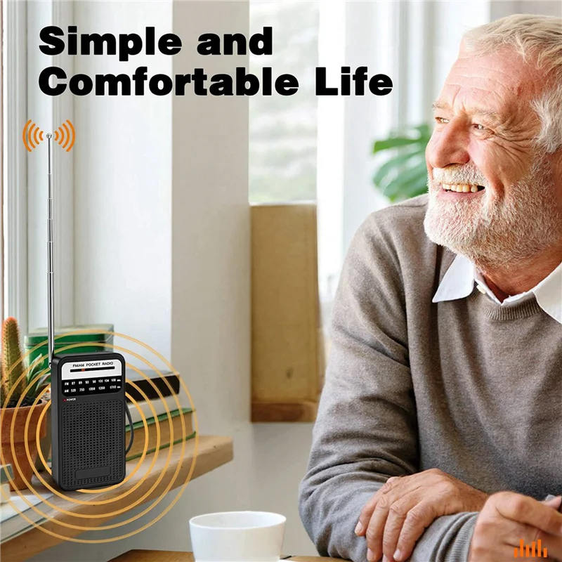 ABGI-2X AM FM ポケットラジオ、ラウドスピーカー付きトランジスタラジオ、ヘッドフォンジャック、屋内、屋外用ポータブルラジオ