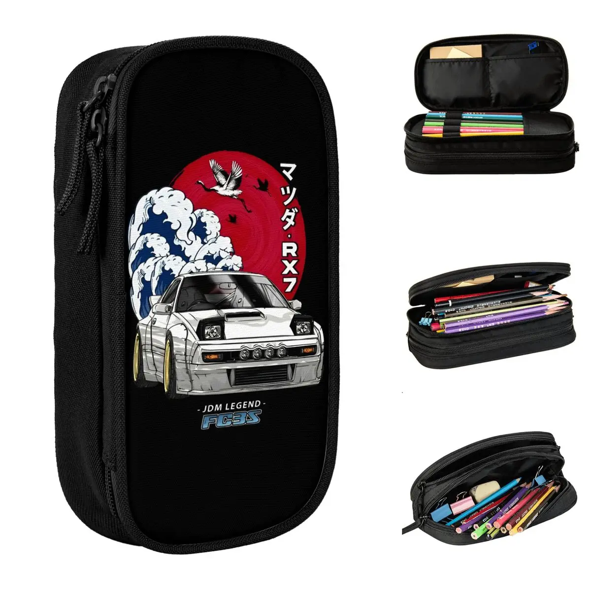 JDM RX7 Car Pencil Cases Lovely Drift Pen Box Bag for Student Big Capacity School Supplies Gift Pencilcases