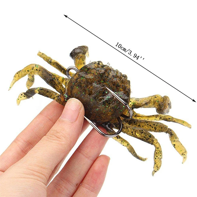 10 Pcs Crab Bait, 3D Simulation Crab Soft Bait with Pointed Hook, Sea Fish Bait Buckle, Sea Fish Fishing Tackle Tools