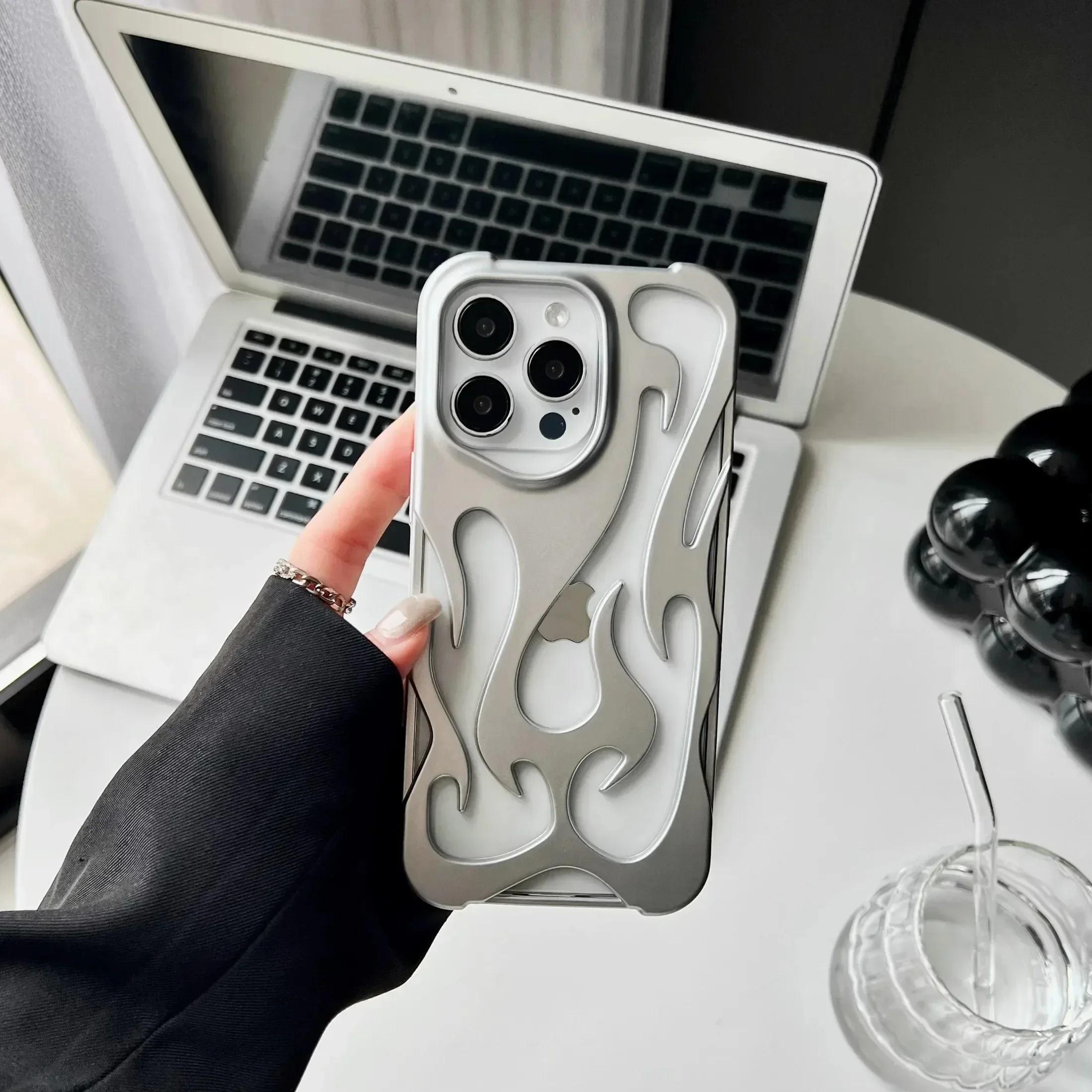 Nueva funda de teléfono con diseño de llama 3D para iPhone 16 14 12 11 13 15 ProMax 15 Plus, funda protectora suave a prueba de golpes delgada y hueca a la moda