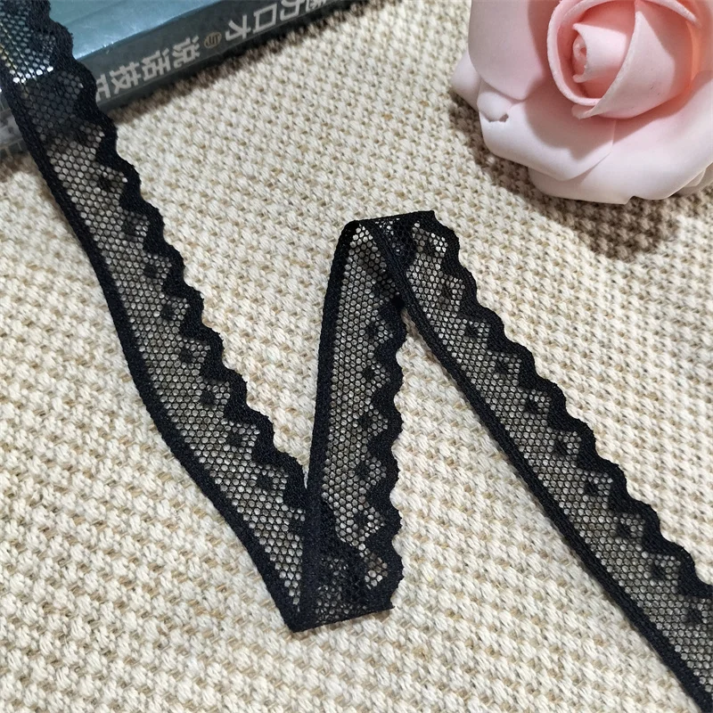 S3612 1.5CM BLACK ELASTIC AND SOFT LACE TRIM WHICH CAN BE USED FOR UNDERWEAR