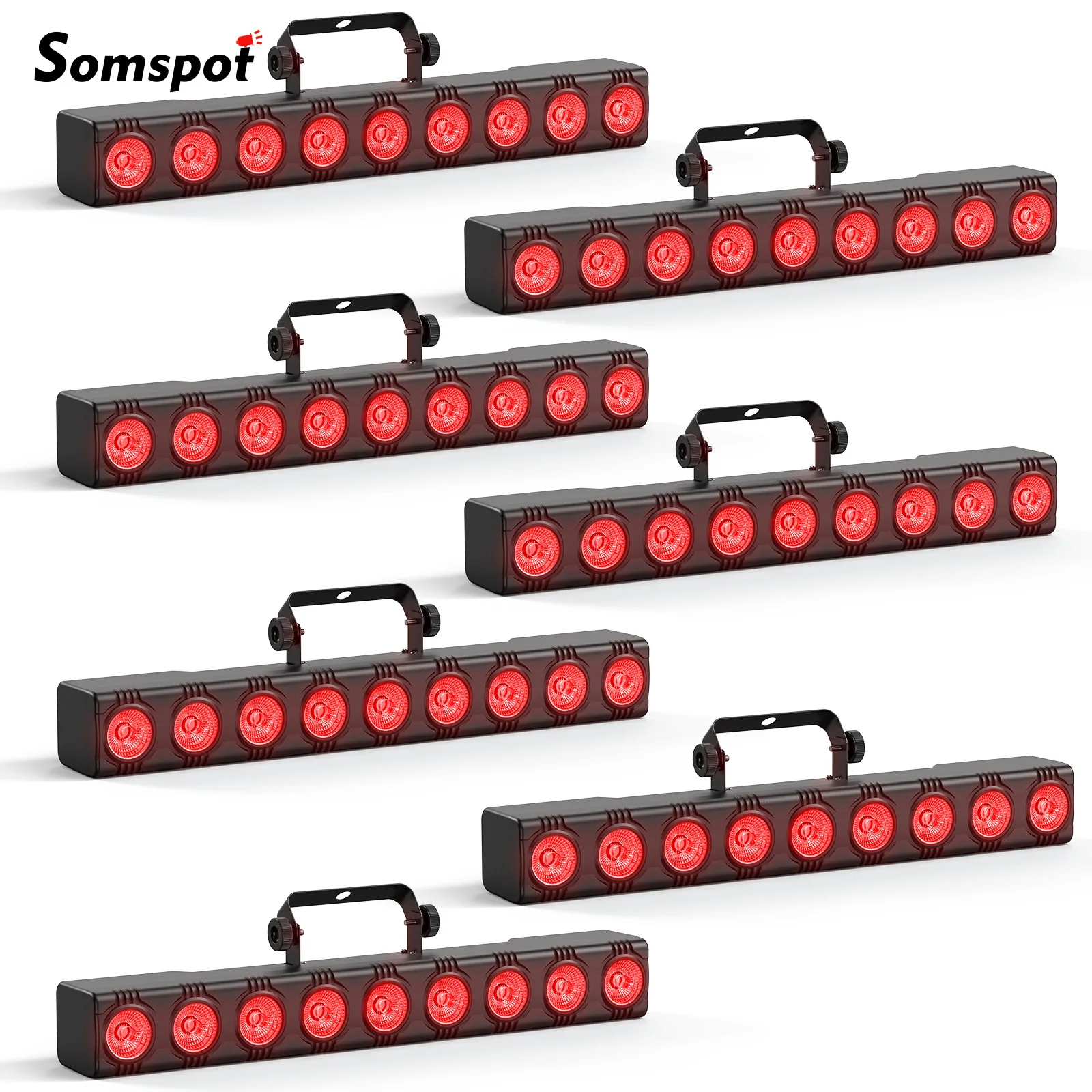 Somspot 8 Stück 9LEDs Lichtleiste RGBW 4-in-1 Wandfluter 36W Bühneneffektbeleuchtung Projektor DJ Disco Party Lichter für Konzert Hochzeit Theater Live-Show Bar Club