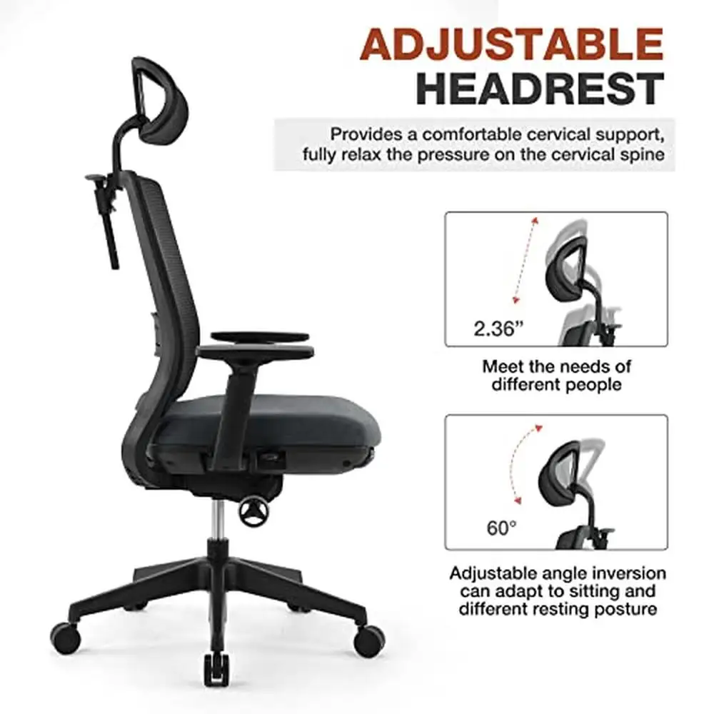 Ergonômico High Back Mesh Office cadeira com braços ajustáveis e apoio lombar, apoio para os pés retrátil, giratória, rolando tarefa