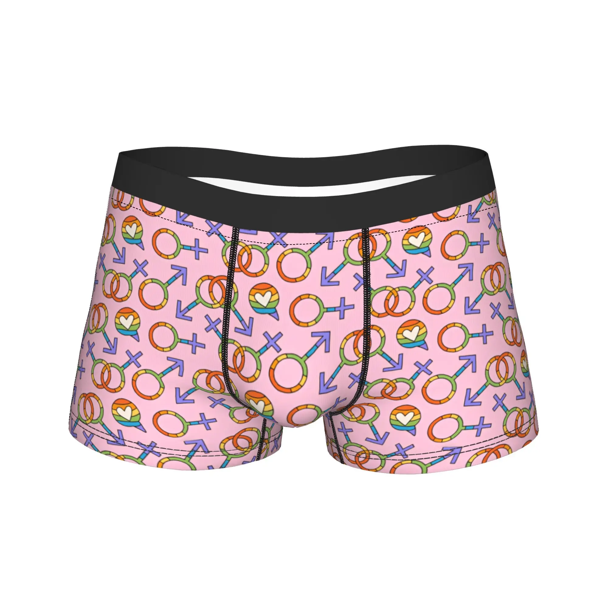 LGBT seamless pattern with male and female Symbols Underwear  Breathable Underpants Custom Boxer Brief For Man Pouch Boxershorts