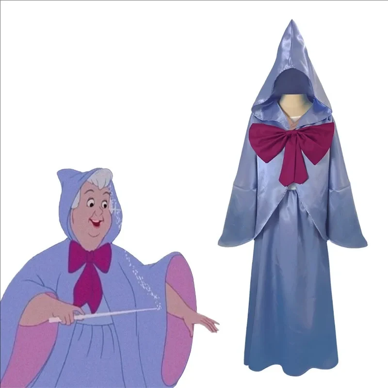 

☆YunCos Movie Cinderella Cosplay Godmother Stage Women Fairy God Mother Costume Deluxe Hooded Cape Dress Hallowee☆