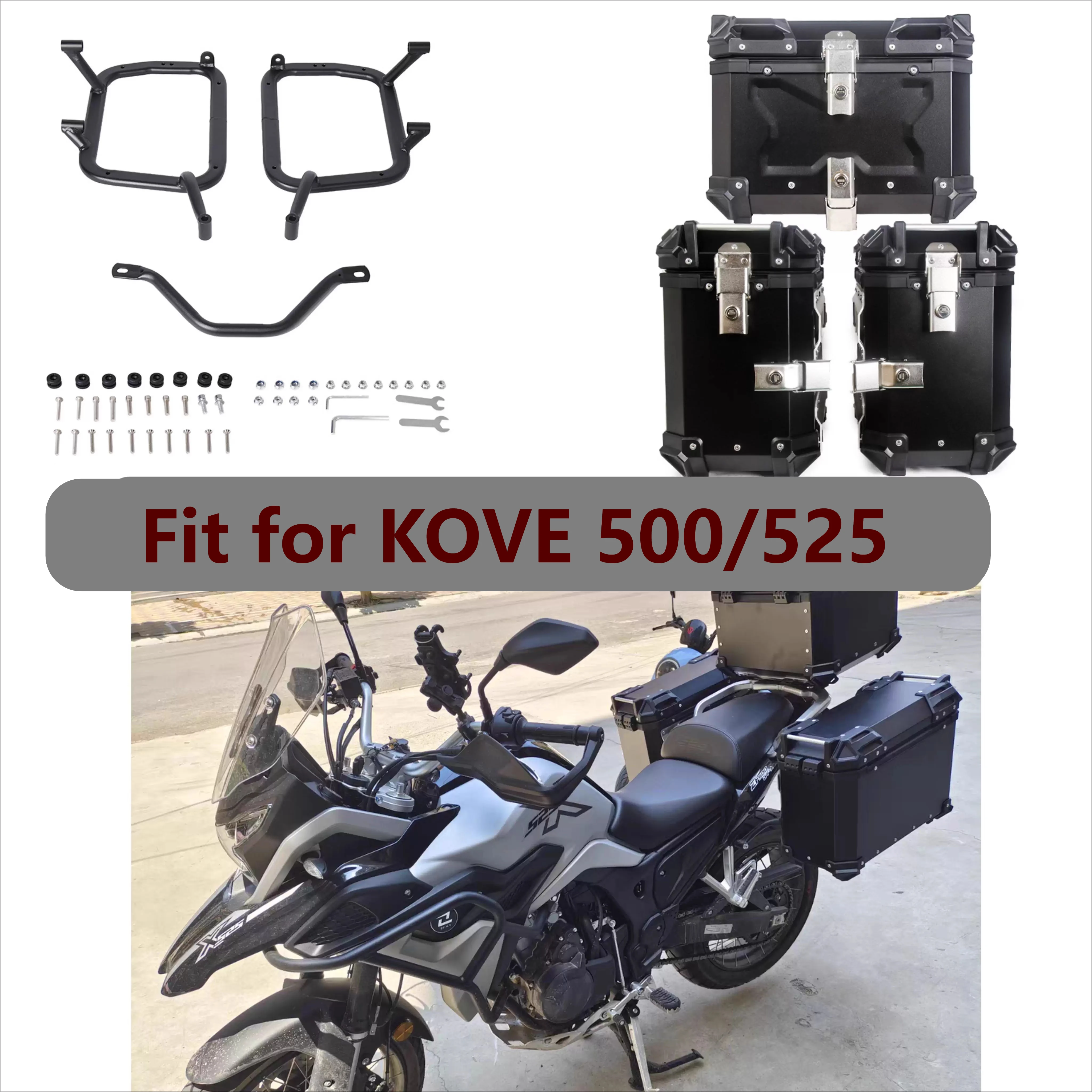 

Боковые коробки из алюминиевого сплава, крепежные кронштейны из нержавеющей стали — точно подходят для мотоцикла KOVE 500 525 | Боковые рамы