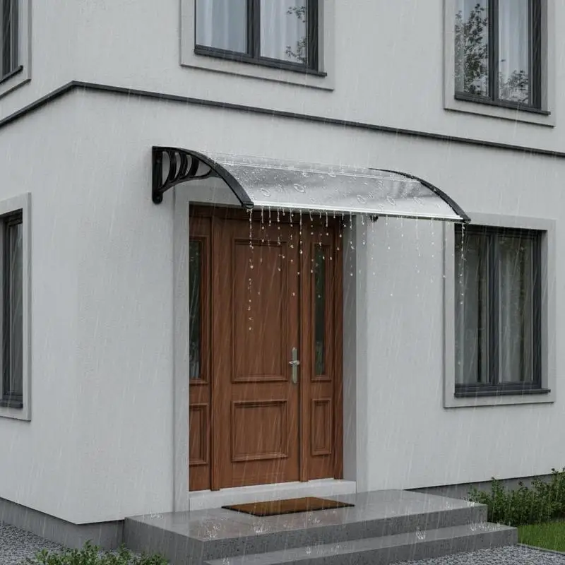 

40*32in Transparent Black Support Frame for Awning, Plastic Frame, Polycarbonate Sheet, Front and Rear Aluminum Strips