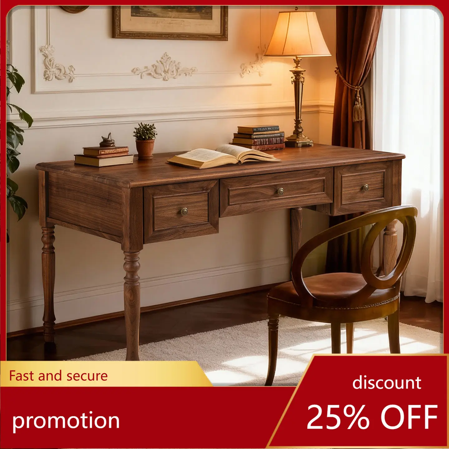 

ZML retro Solid Wood Computer Desk Office Desk Home Student Writing Desk