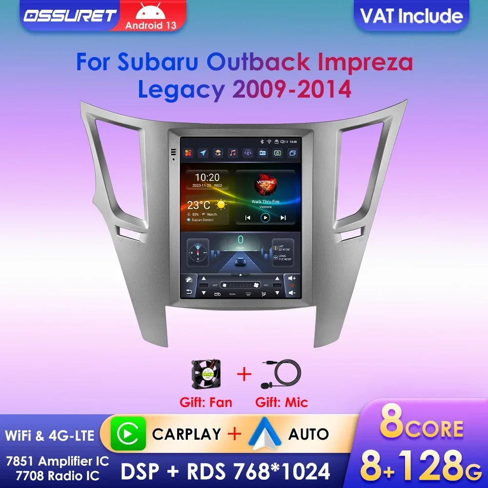 9.7 Android 13 Wireless Carplay per Subaru Outback Impreza Legacy 2009-2014 GPS Stereo Autoradio