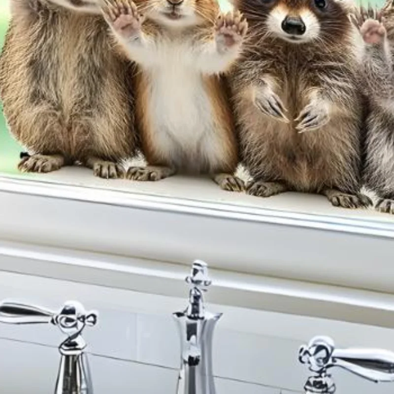 Cute Forest Animal Window Stickers Squirrel & Raccoon Waving Glass Art Decals For Home Living Room Bedroom