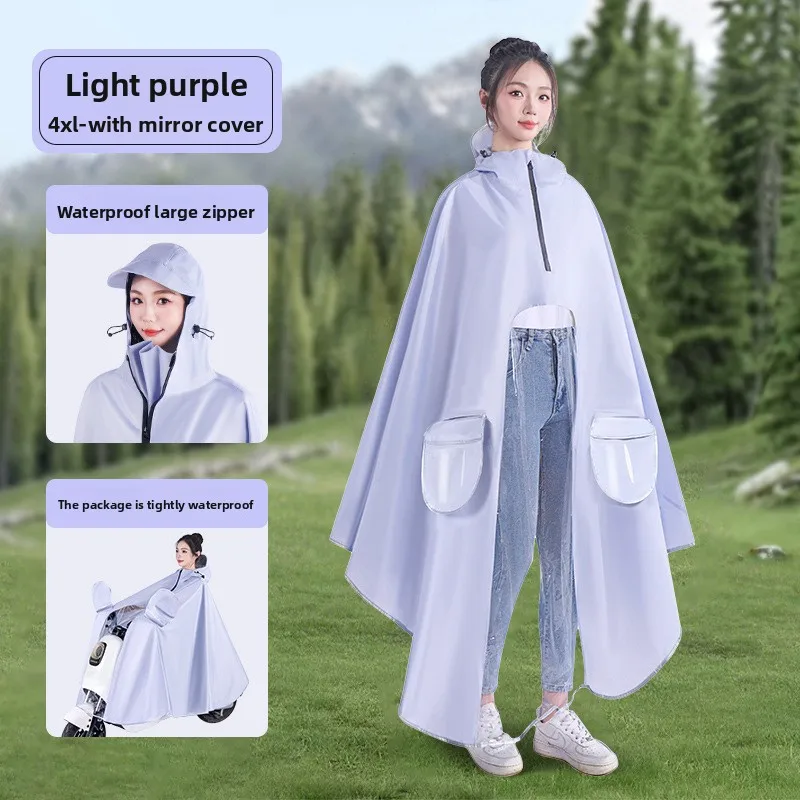 

Electric Bike Raincoat Unisex Long Full-Body Heavy Rainproof Single/Double Rider Motorcycle Poncho