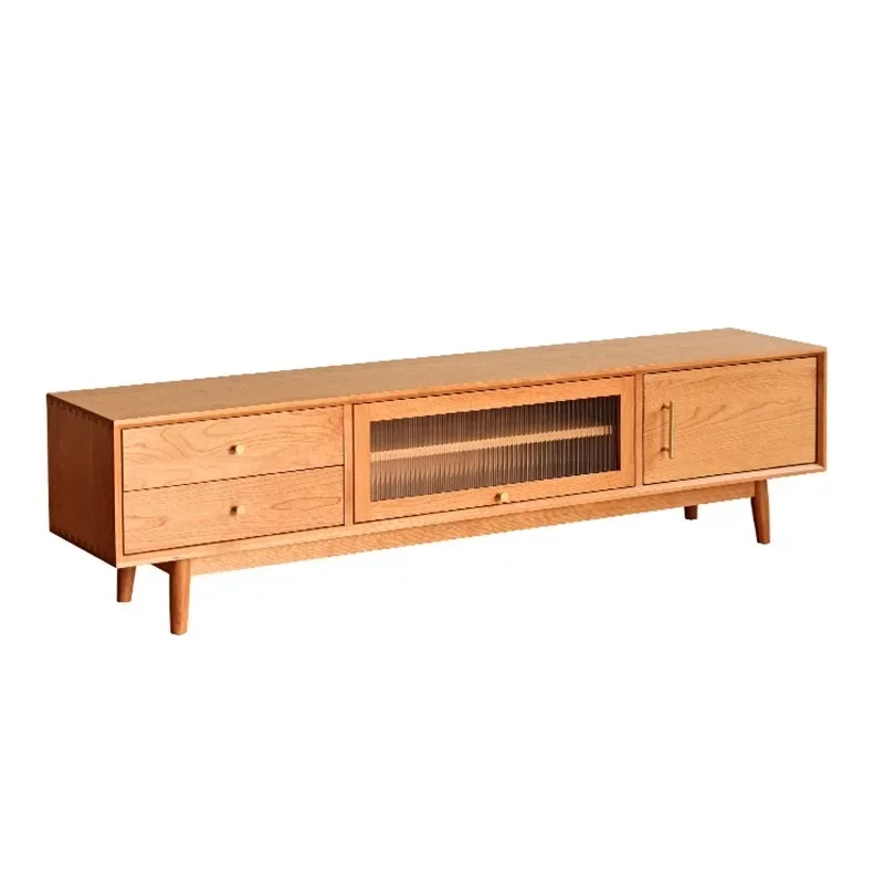Japanese-style simple oak cherry wood living room storage locker simple floor cabinet