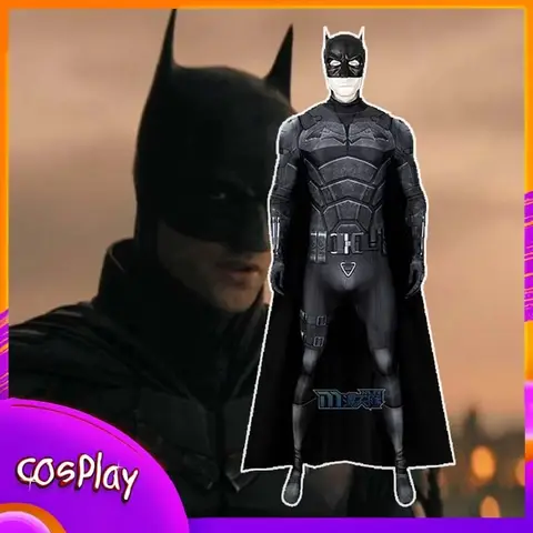 Batman Cosplay-dräkt Superhjälte Bruce Wayne Robert Pattinson Jumpsuit Halloween Comic-Con Rekvisita Bodysuit Barn Vuxen Julklapp 10 best sales Batman Fantasy - №10