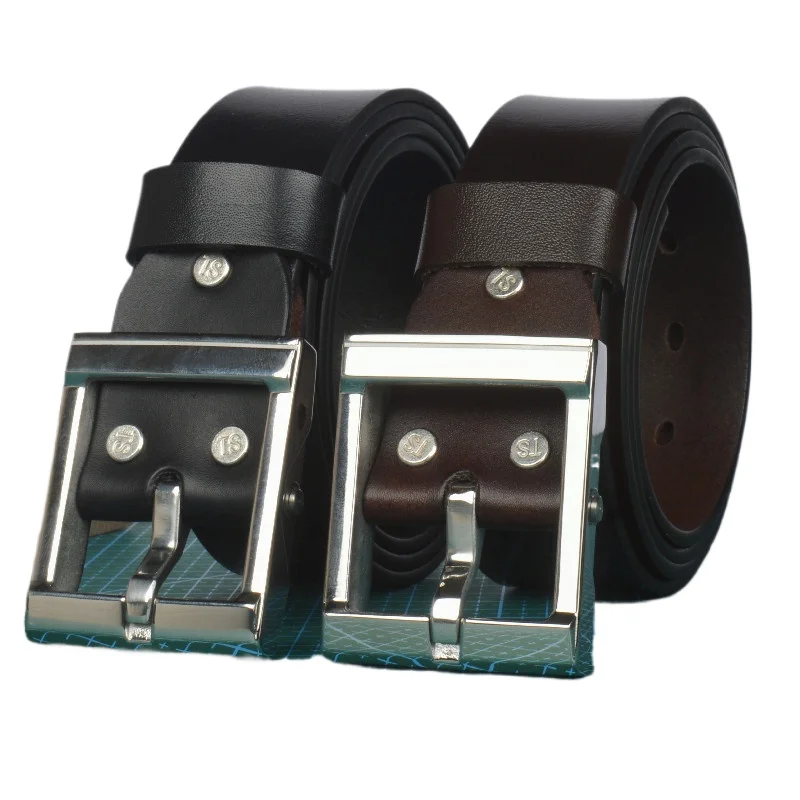 Men's Leather Leather Belt Stainless Steel Pin Buckle Belt Casual Business Versatile