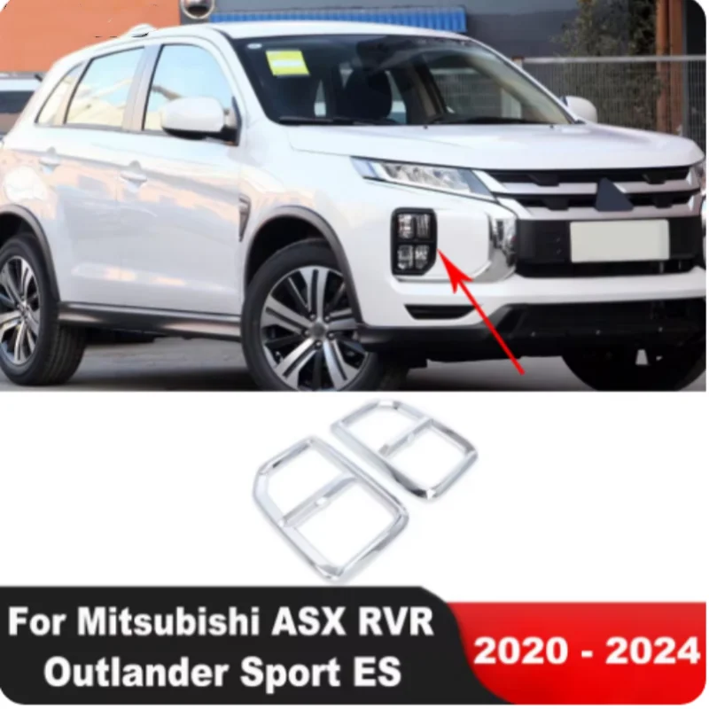 

For Mitsubishi ASX/Outlander Sport ES 2020-2022 2023 2024 Chrome Car Front Fog Light Lamp Cover Trim Foglight Trims Accessories