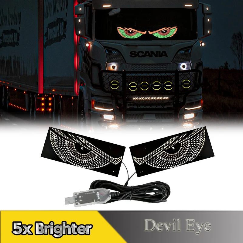 2Pcs Devil Eye Lights USB Multimode Demon Eye Decorative LED Display Car Windshield Glass Devil's Eye Light Eye Warning Lamps