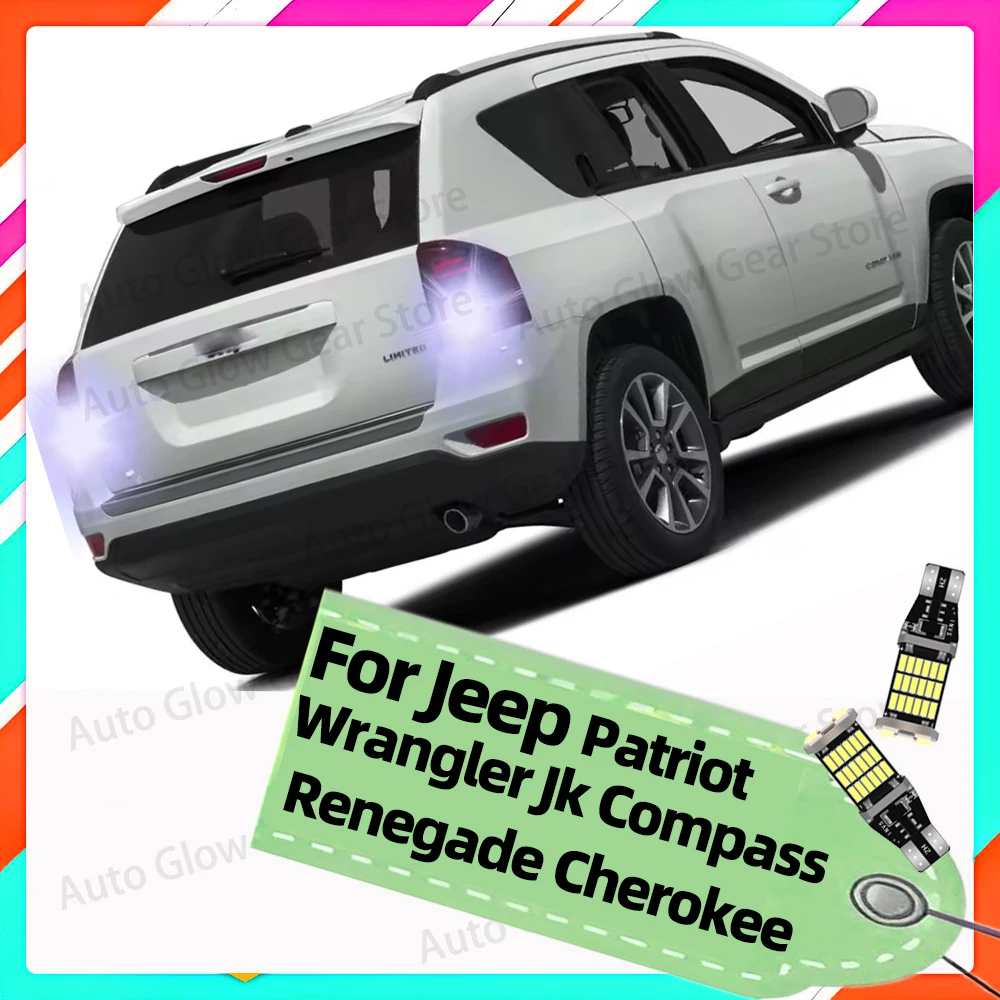 

2Pcs Reverse Light Bulbs LED W16W T15 921 912 6000K BackUp Lamp For Jeep Wrangler Jk Compass Renegade Cherokee Patriot 2007-2017