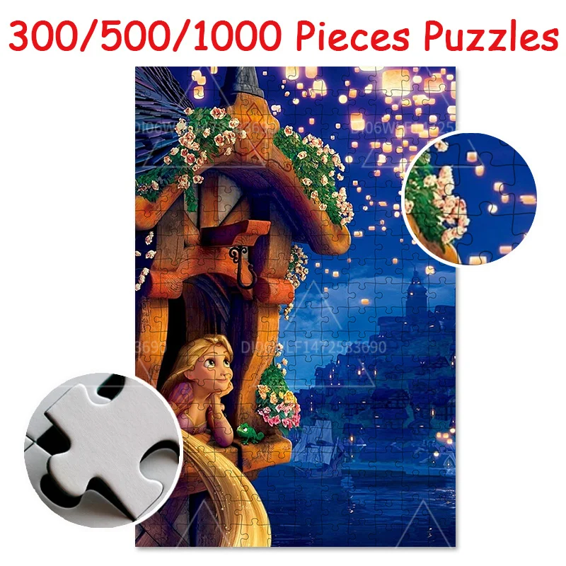 Jigsaw Puzzle Toys Disney Rapunzel Le Pei 300/500/1000 Pieces Wooden Puzzles Children's Educational Toys Adult Handmade Gifts