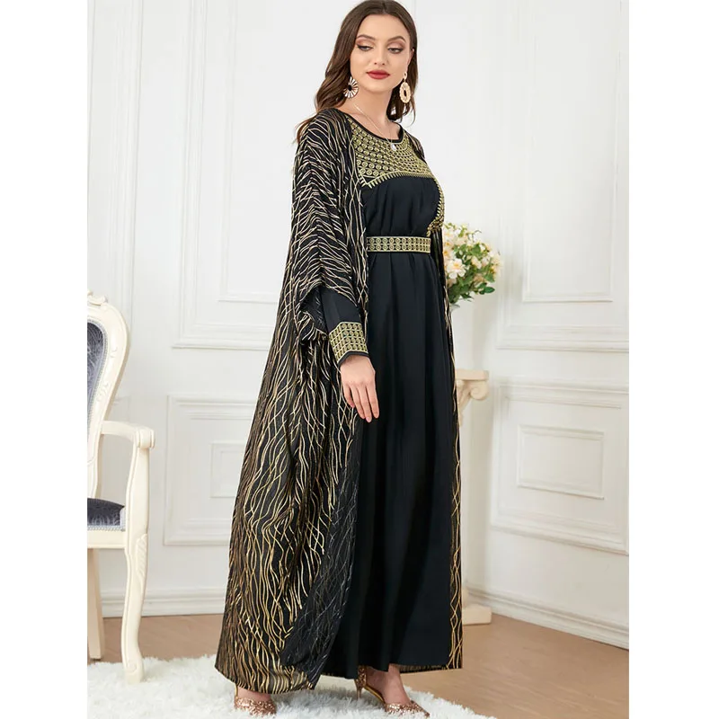 Women 2 peices Set Robe Long Sleeve Islamic muslim's abaya dubai turkey moroccan caftan kaftan Loose Maxi dress