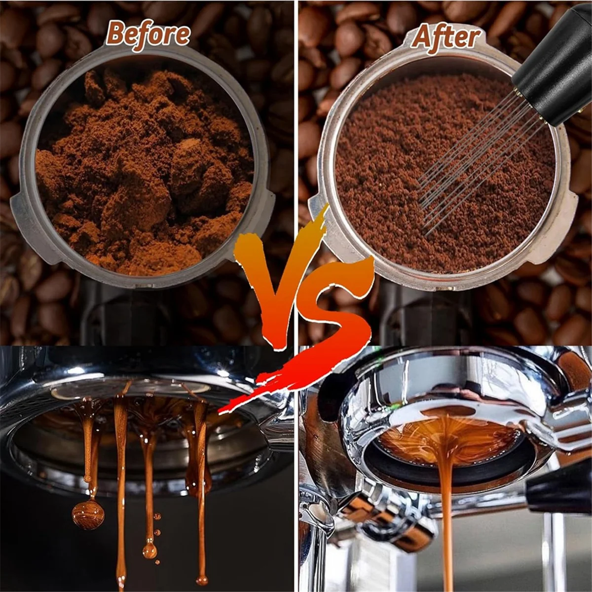 

A04V 22 PCS Espresso Accessories Coffee Espresso Tamper Set with Espresso Tamper WDT Tool Coffee Stirrer Frothing Pitche 58mm