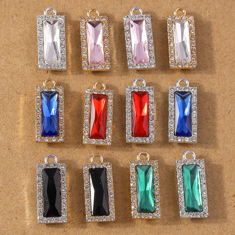 10pcs 22*9mm Gemstone Crystal  Charm Pendant for Jewelry Making Earrings Bracelet DIY Necklace Accessories Supplies