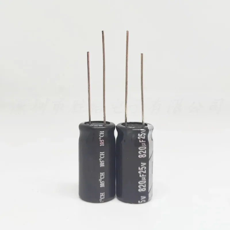 (10PCS)  25V820uF  Series  10x20mm 25V820uF  Aluminum  Electrolytic  Capacitor   High Quality