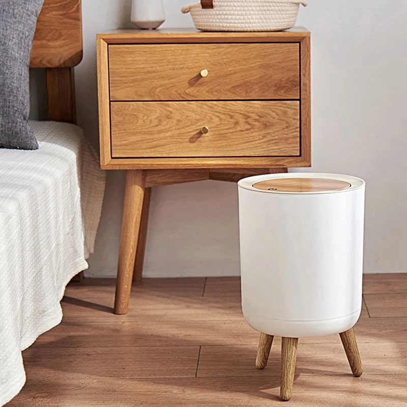 

Desktop Paper Basket With Lid, Tall Press Small Trash Can, Suitable For Living Room, Office Trash Can With Lid