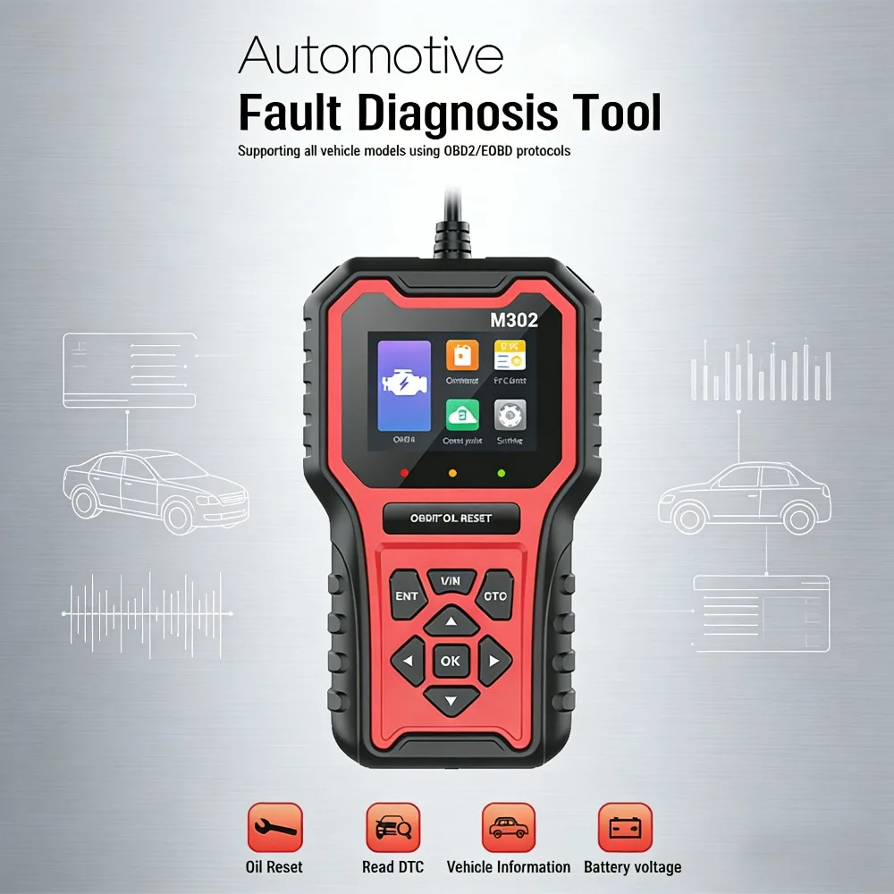 VESSTEK OBD2Car Diagnostic Scan Tool Car Maintenance Light Reset car Engine Fault Diagnosis car Engine Fault Removal M302D