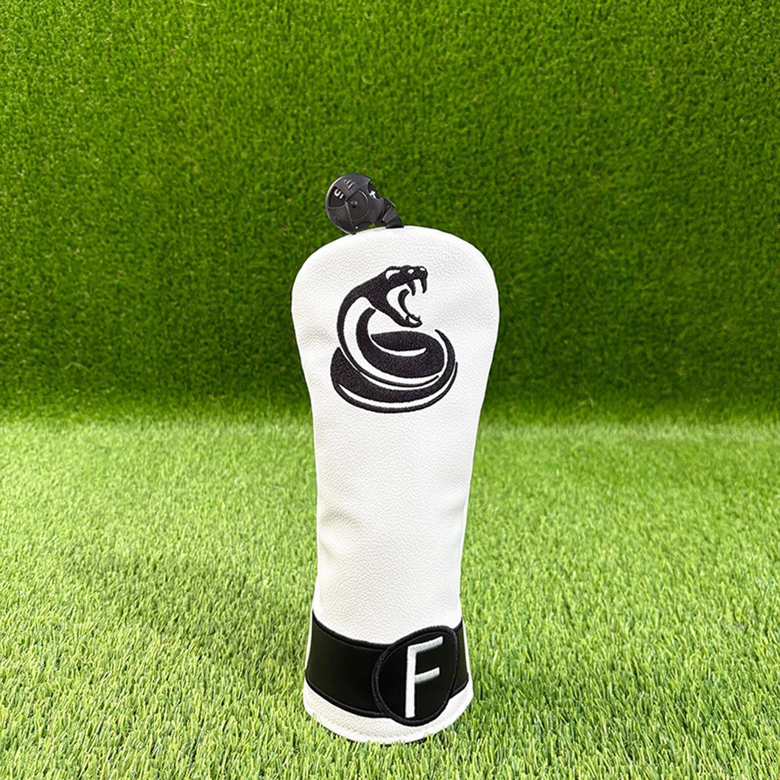 Snake Embroidery Color Block Golf Headcover Elastic Bands Water Resistant PU Leather Club Head Cover with Soft Lining