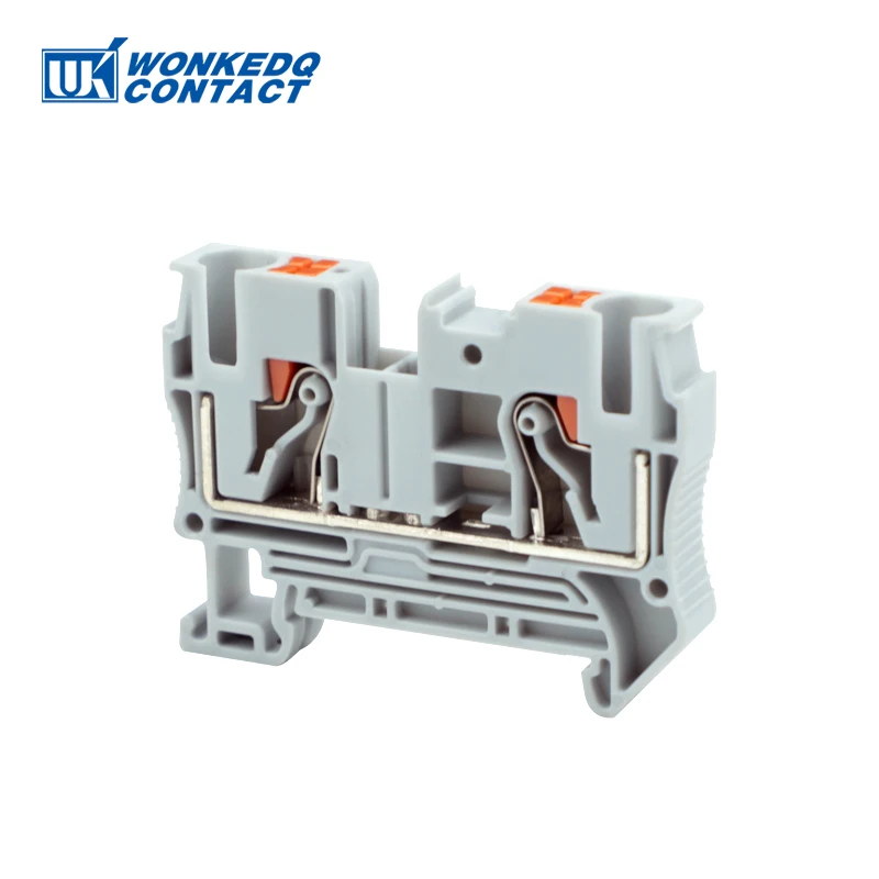 PT6 Push-in Terminal Block Din Rail 6mm² Screwless Spring Feed-Through Connector Wire Electrical Strip Plug PT-6 PT 6