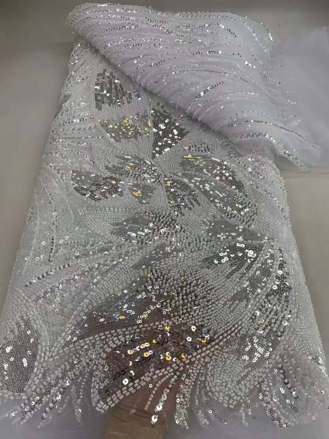 African Sequence Lace Fabric 2024  High Quality Sequins Embroidery French Tulle Nigerian Wedding Asoebi Lace Material Sewing