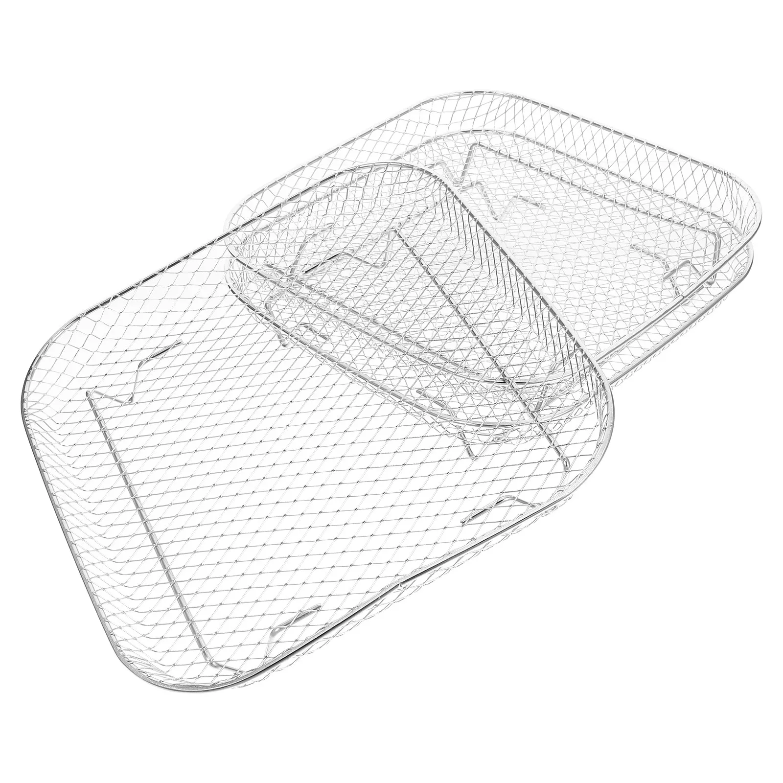 3Pcs Stainless Steel Air Fryer Rack Square Draining Grill Mat Accessories for Multi-Function Baking Grilling Frying