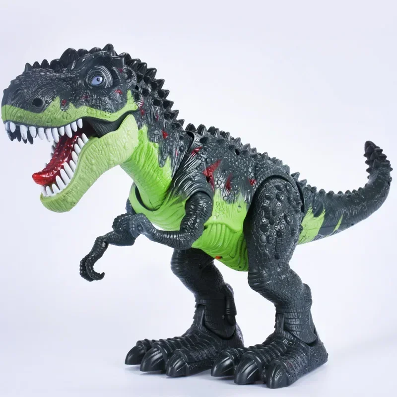 [Funny] Jurassic world Electric Dinosaur flash and sound T-rex Talking Toy Walk Talk Interactive Toy moving dinosaur model doll