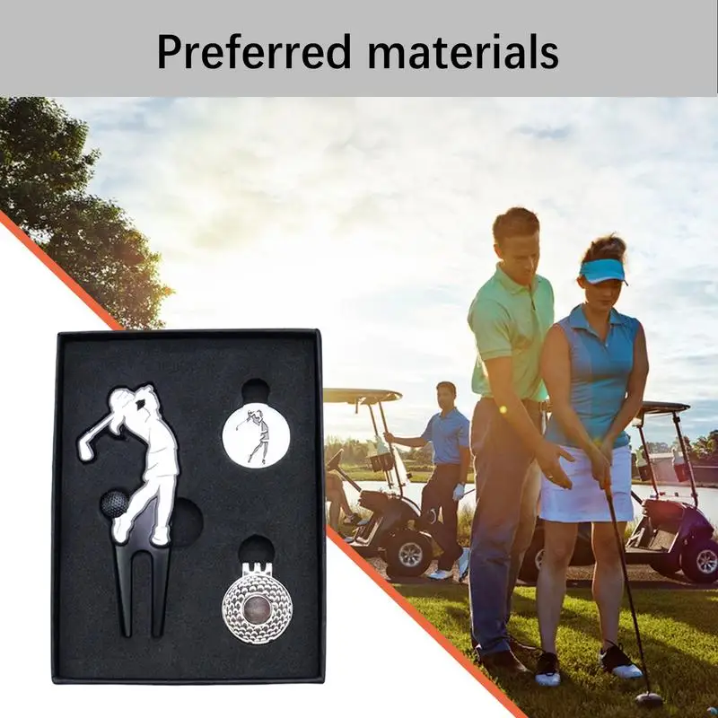 Golf Ball Markers Metal Fork Golf Position Marker And Green Hat Clip Sports Fan Golf Equipment Divot Repair Green Maintenance