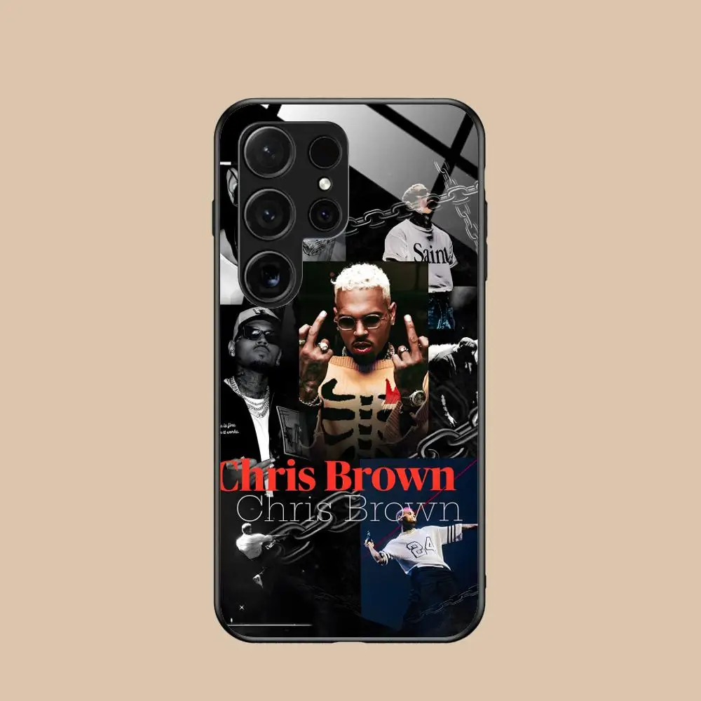Chris Brown Mobile Phone Case for Samsung Galaxy S25 S24 S23 S22 S21 S20 Note20 Plus FE Ultra Glass Cover Pretty Smartphone