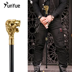 Gold Lion King Head Fashion Walking Stick for Party Decorative Walking Cane Gentleman Elegant Cosplay Cane Crosier Knob 93cm