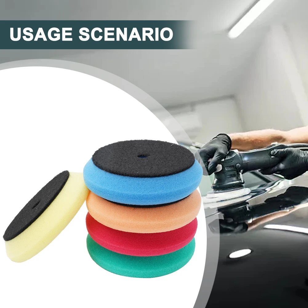 5Pcs Auto Polishing Sponge Disc 3inch Waxing Pad Sponge Car Detail Polishing Foam Pads For Polishing Machine Car Polisher