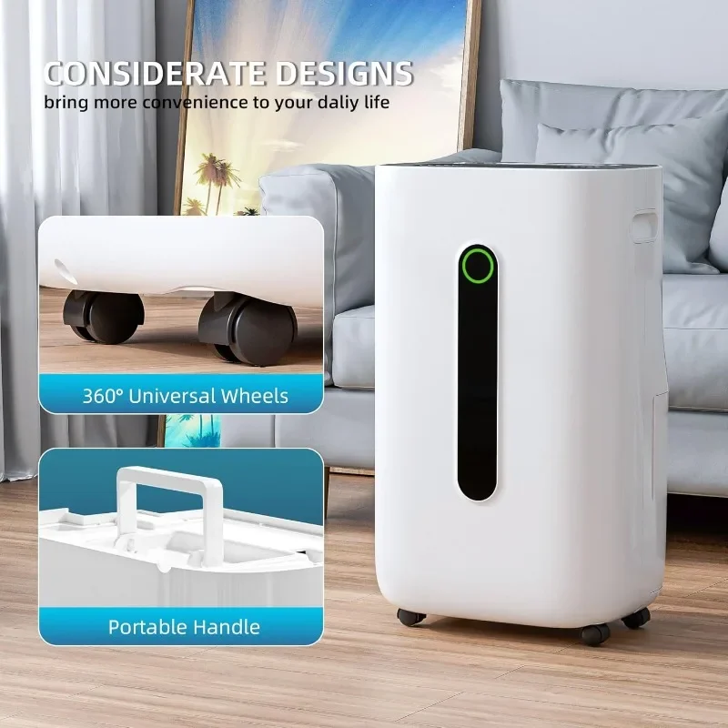 مزيل الرطوبة للأقبية والمنازل ، خرطوم الصرف ، خزان المياه ، التحكم الذكي في الرطوبة ، الحماية المزدوجة