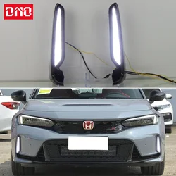 Car LED Daytimes Running Light For Honda Civic Type R 2024 Dynamic Yellow Turn Signal Auto Daylights Lamps Blue Running Foglamps