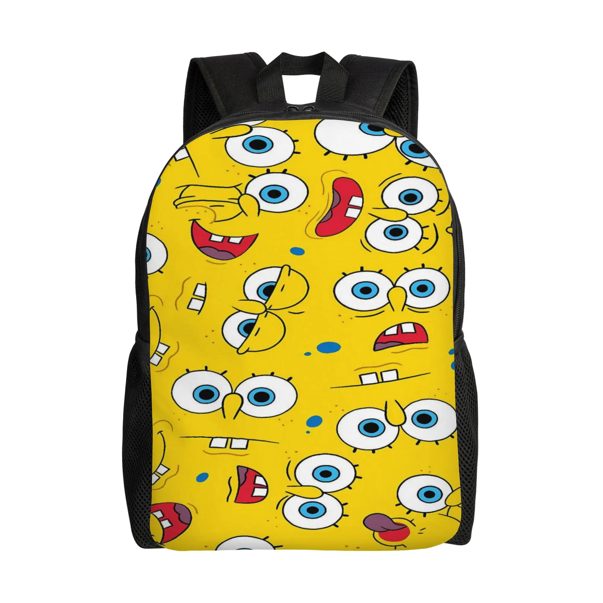 S-SpongeBobed Dense Yellow Eyes Repeat Tile Backpack  Trekking Backpacks Female Cute High School Bags High Quality Soft Rucksack