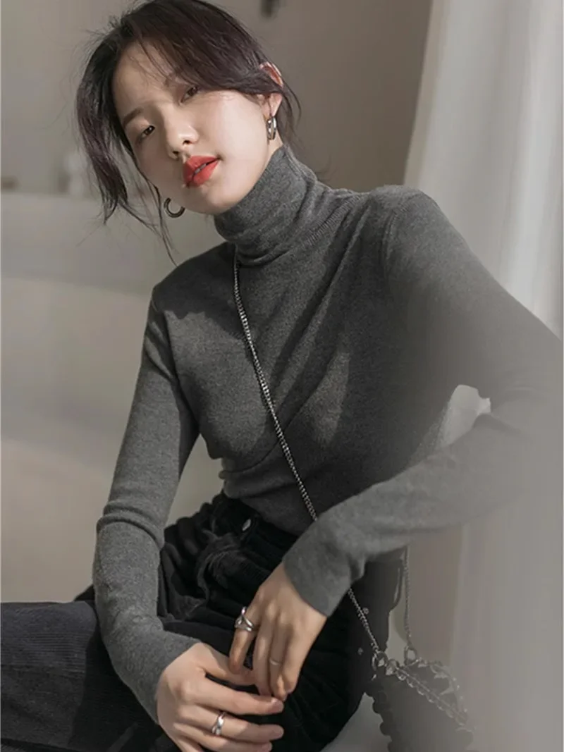 Autumn Turtleneck Knitted Ropa Mujer 2024 Woman Sweater Streetwear Roupas Feminina Korean Y2k Tops Bottoming Outerwears