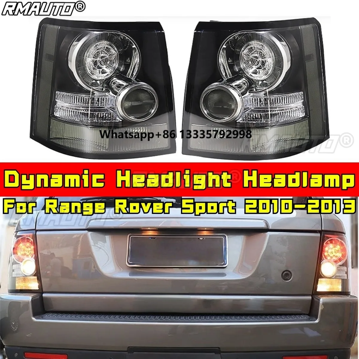 

For Range Rover Sport 2010-2013 Car Accessories Dynamic Headlight Headlamp Daytime Running Light Low High Beam Chin Body Kit