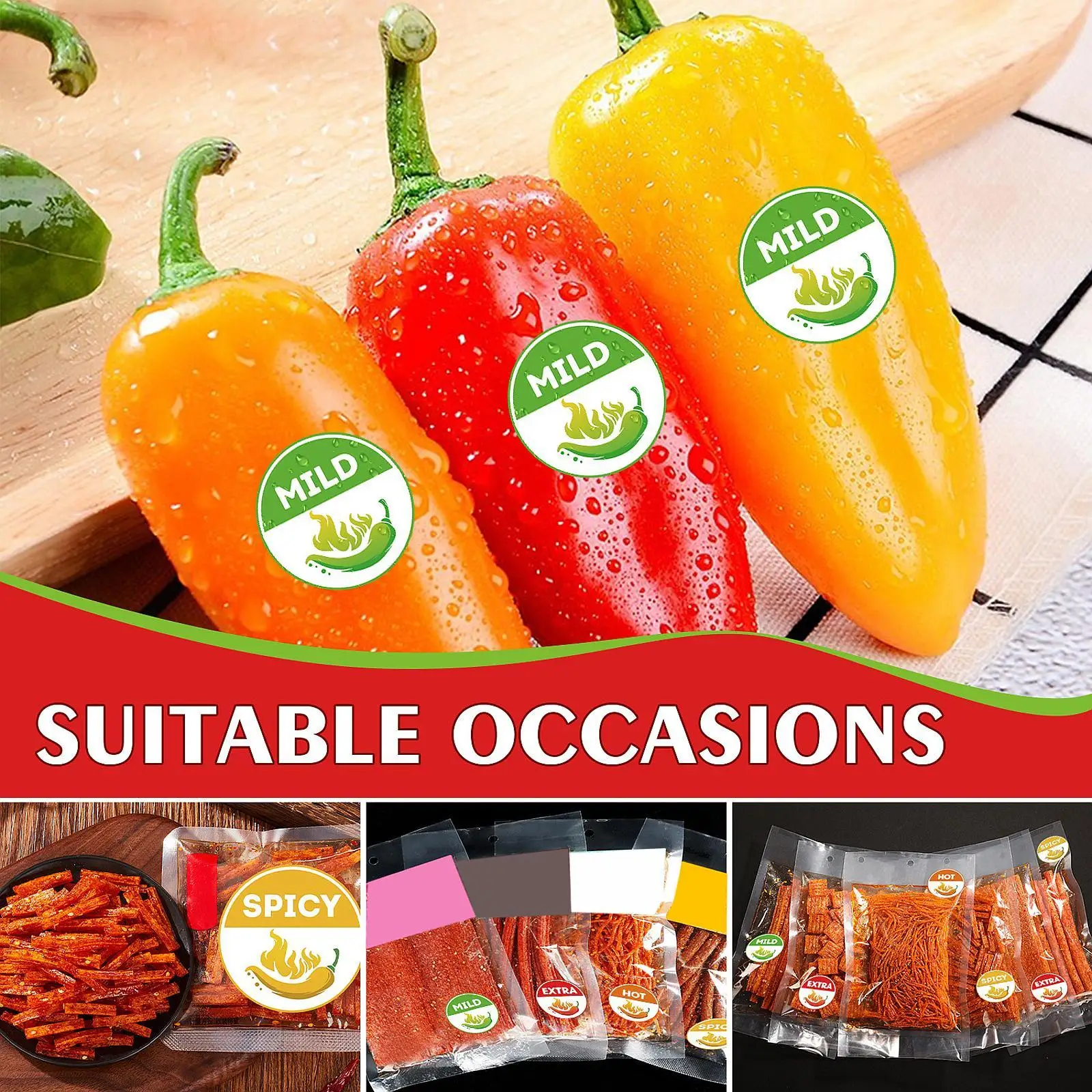 500x 4 Level Home Spiciness Indicator for Grocery Store Hot Sauce Restaurant