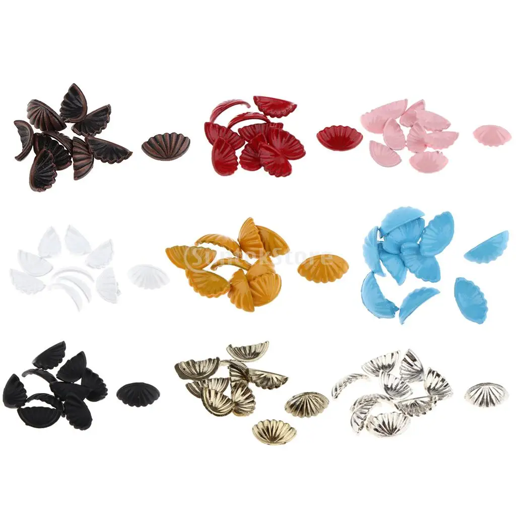 10pcs 1/6 miniatura Vintage Shell Shape maniglie per cassetti per porte Kit di manopole per porte finta giocattoli per la decorazione di mobili fai da te per casa delle bambole