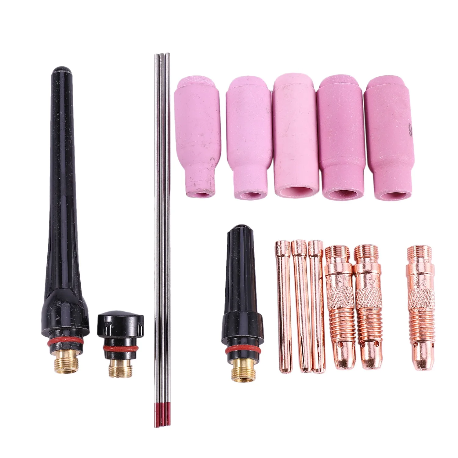 

17Pcs Welders Welding Torch Tig Cup Collet Body Nozzle Kit Tungsten Electrode For Wp-17/18/26 Tig Welding Torch