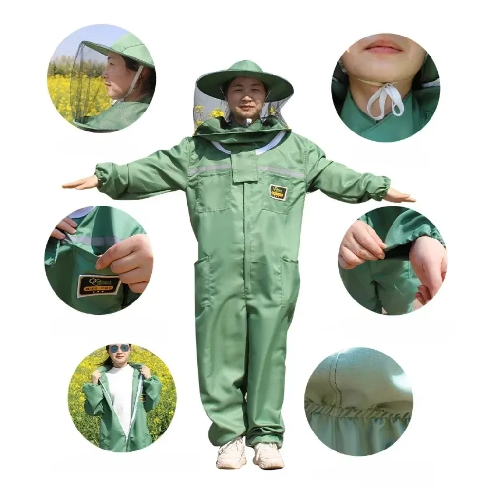 Beekeeper Suit Safety Protective Jacket with Hat for Anti Bee Fishing Breathable Veil Beekeeping Tools Bee-Proof Clothing 1 Set