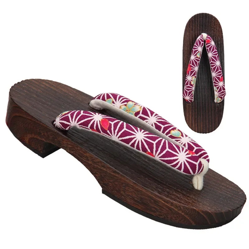 Women's Charcoal Geta Sandals Summer Wood Flip Flops Classic Japan Casual Beach Slippers Cosplay Clogs